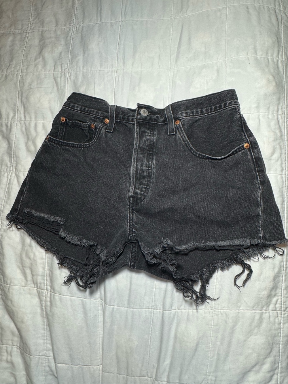 Levi's 501 Original Cotton Denim Cutoff Shorts Washed Black 30